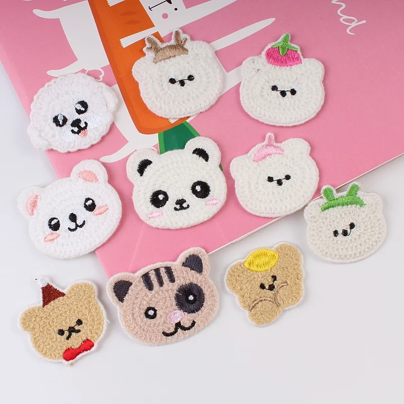 1 piece Cartoon Cute Bear Dog Panda Patches For Kids Clothing Bags Shoes Decoration Embroidery Badge Sewing DIY Appliques