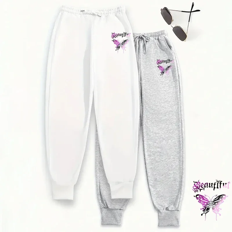 Conjunto de pantalones de chándal de dos piezas para mujer, pantalones clásicos para correr, pantalones de ajuste relajado, pantalones casuales cómodos para el hogar, otoño e invierno, 2 paquetes