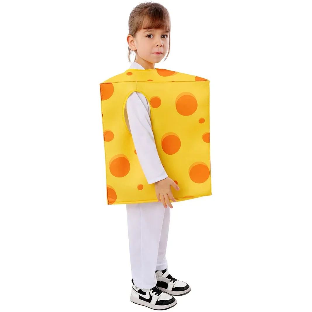 Halloween Food Costumes Cheese Cosplay Outfit for Kids Boys Girls School Festival Show Dress Up Funny Suit