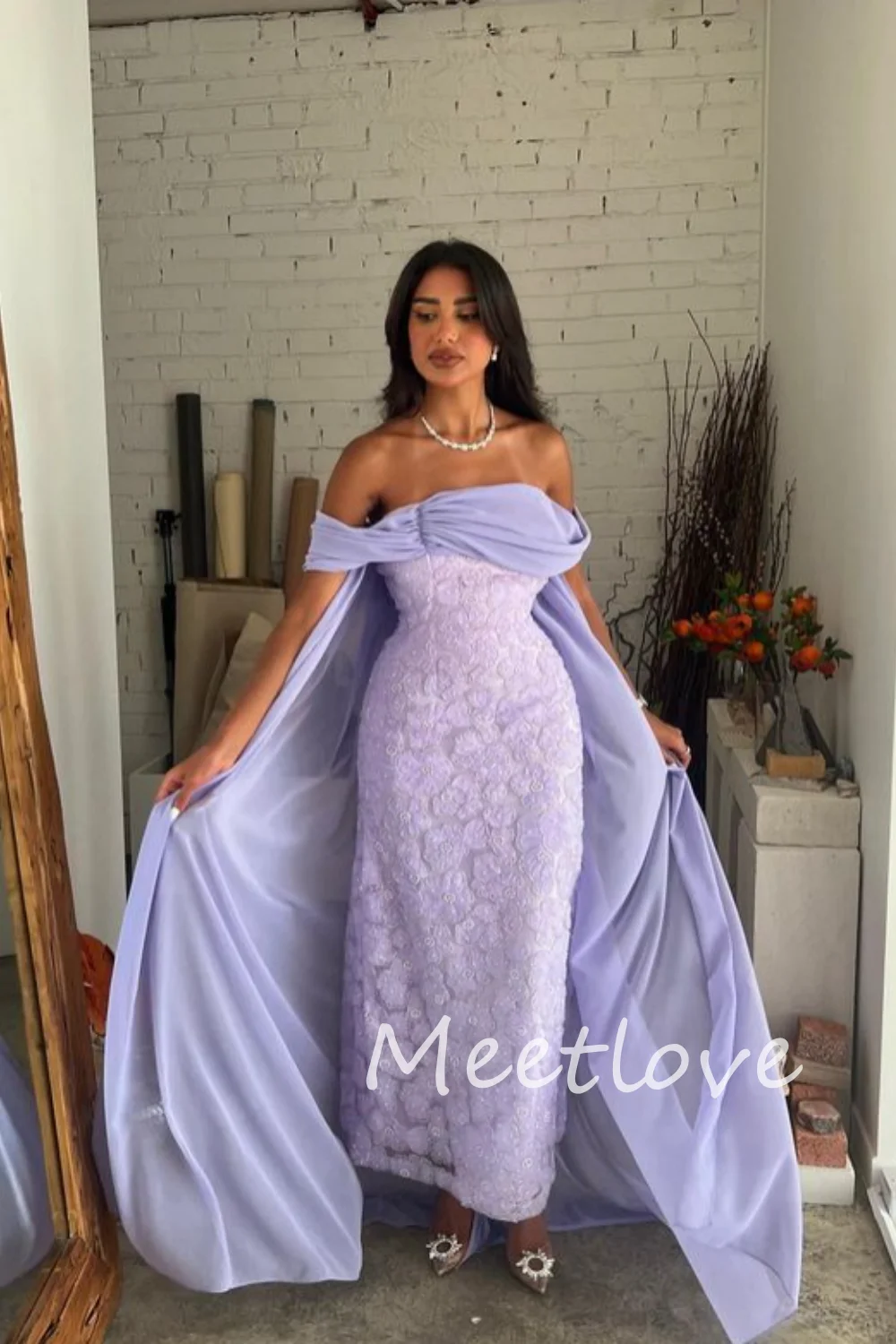 

Meetlove 2024, платье-футляр с открытыми плечами без рукавов, полностью шифоновое платье до щиколотки для выпускного вечера, вечернее платье, официальное платье