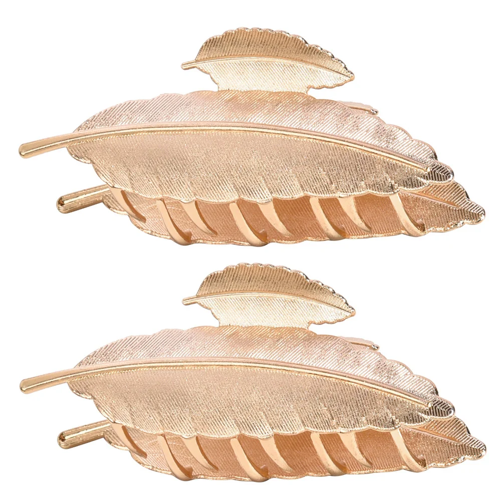 

2pcs Large Metal Hair Clips Exquisite Leaf Shaped Bobby Pins Elegant Women Accessories Charming Party Wedding Banquet