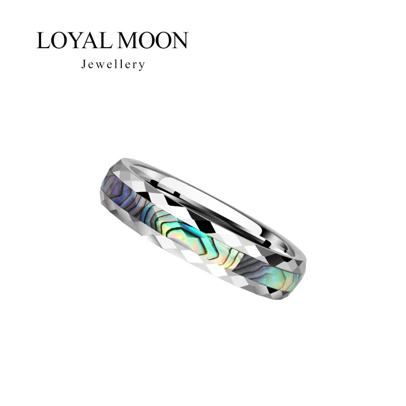 Loyal Moon Tungsten Carbide Rings For Men Women Inlay Natural Shells Dome Band Fine Jewelry,Customized