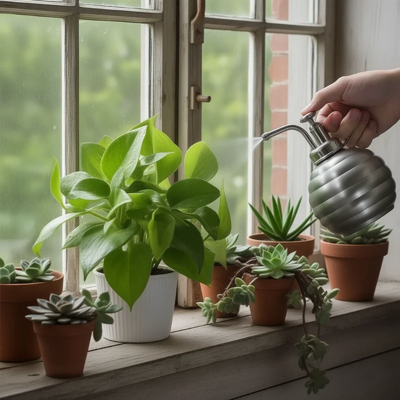 Stainless Steel Fine Mist Spray Bottle for Indoor Plants Flowers - Durable Rustproof Portable Watering Mister for Garden Home