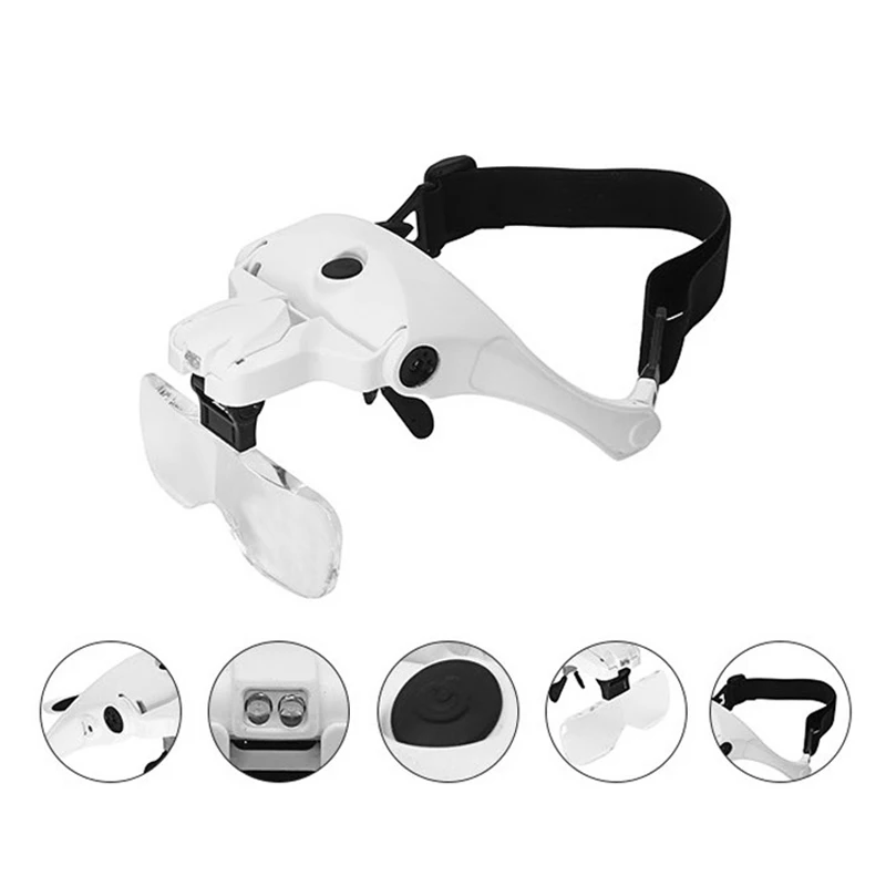 Megaloscope Support Led Magnifying Glasses Adjustable Light Usb Rechargeable 1.0x 1.5x 2.0x 2.5x 3.5x Luminous Magnifier Loupe