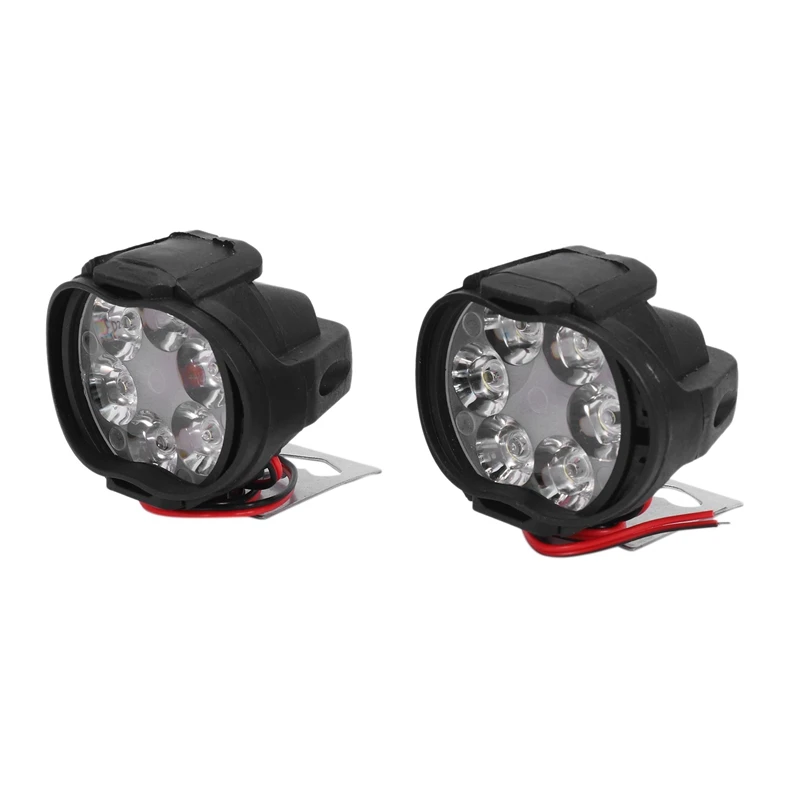 8Pcs 6 Led Motorcycle Light Headlight Assembly 10W 1000Lm+Switch Universal Scooter Fog Spotlight 6000K White Drl Lamp