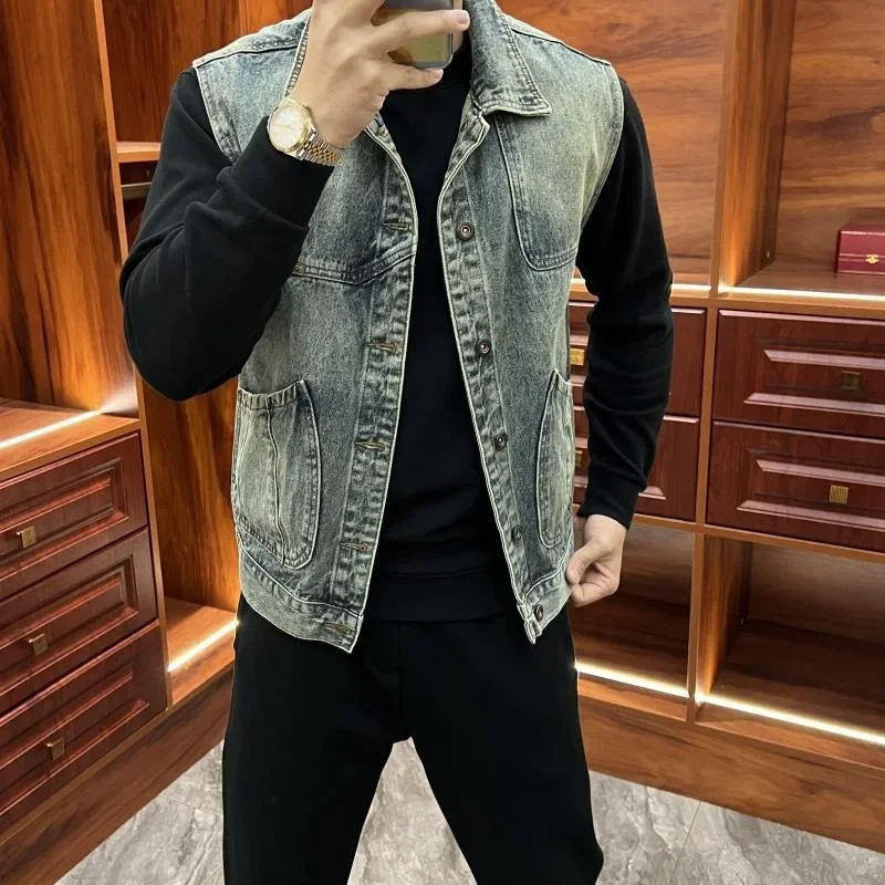 

American Style Work Vest for Men Lightweight Unisex Jacket with Functional Pockets Versatile for Travel Daily Wear​