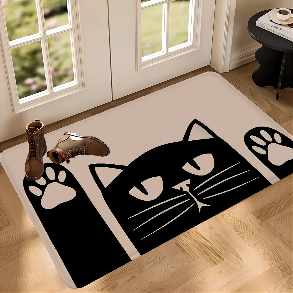 

Minimalist Cute Cat Door Mat Cheaper Anti-slip Modern Living Room Balcony Printed Bedside Mats