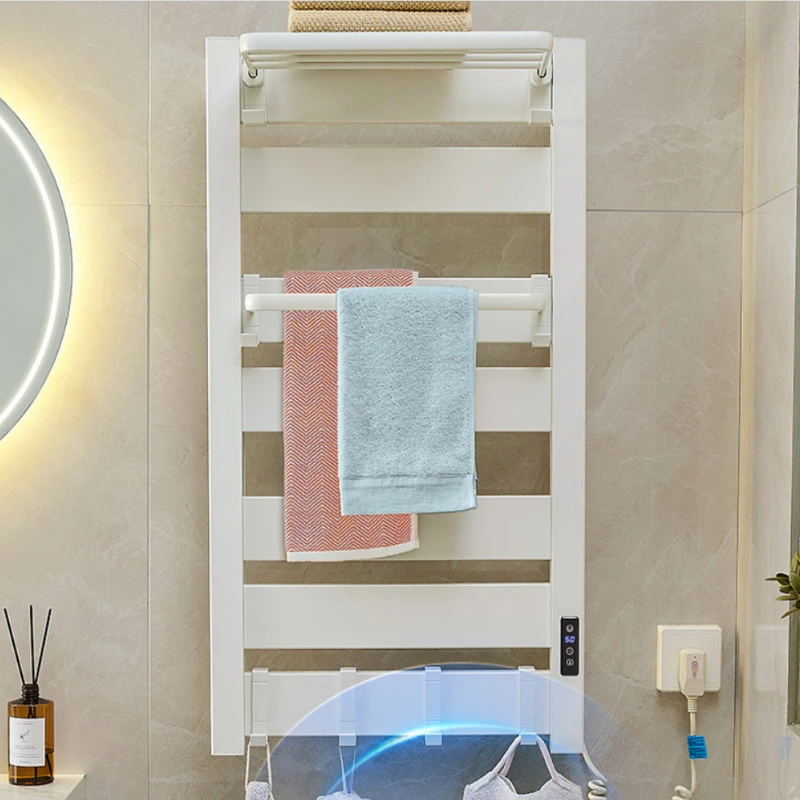 New Wall-mounted Towel Warmer Smart Carbon Fiber Bathroom Heater Aluminum Drying Rack Modern Bathroom Quick Dry Hygienic System