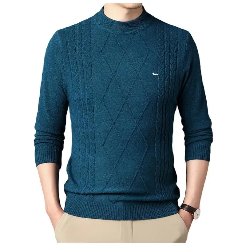 New Men Spring Autumn Polos Knitted Pullovers Jersey 100%Cotton Harmont Embroidery Soft Blaine Solid Keep Warm Sweaters
