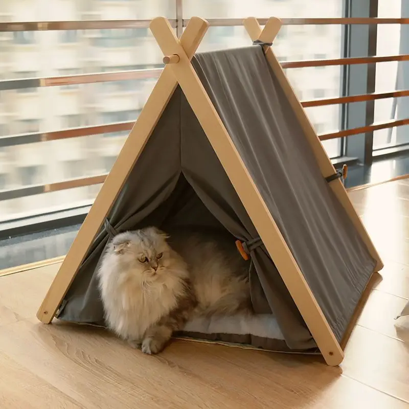 Portable Foldable Cat Tent with Cushion Teepee Pet House Indoor Outdoor Bed for Kitten Puppy Small Dog Cat Shelter - view 2