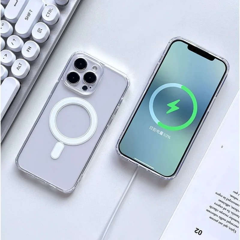 Funda magnética Magsafe para iPhone 13 Pro Max iPhone 12 Mini borde recto 11 carga inalámbrica X 2