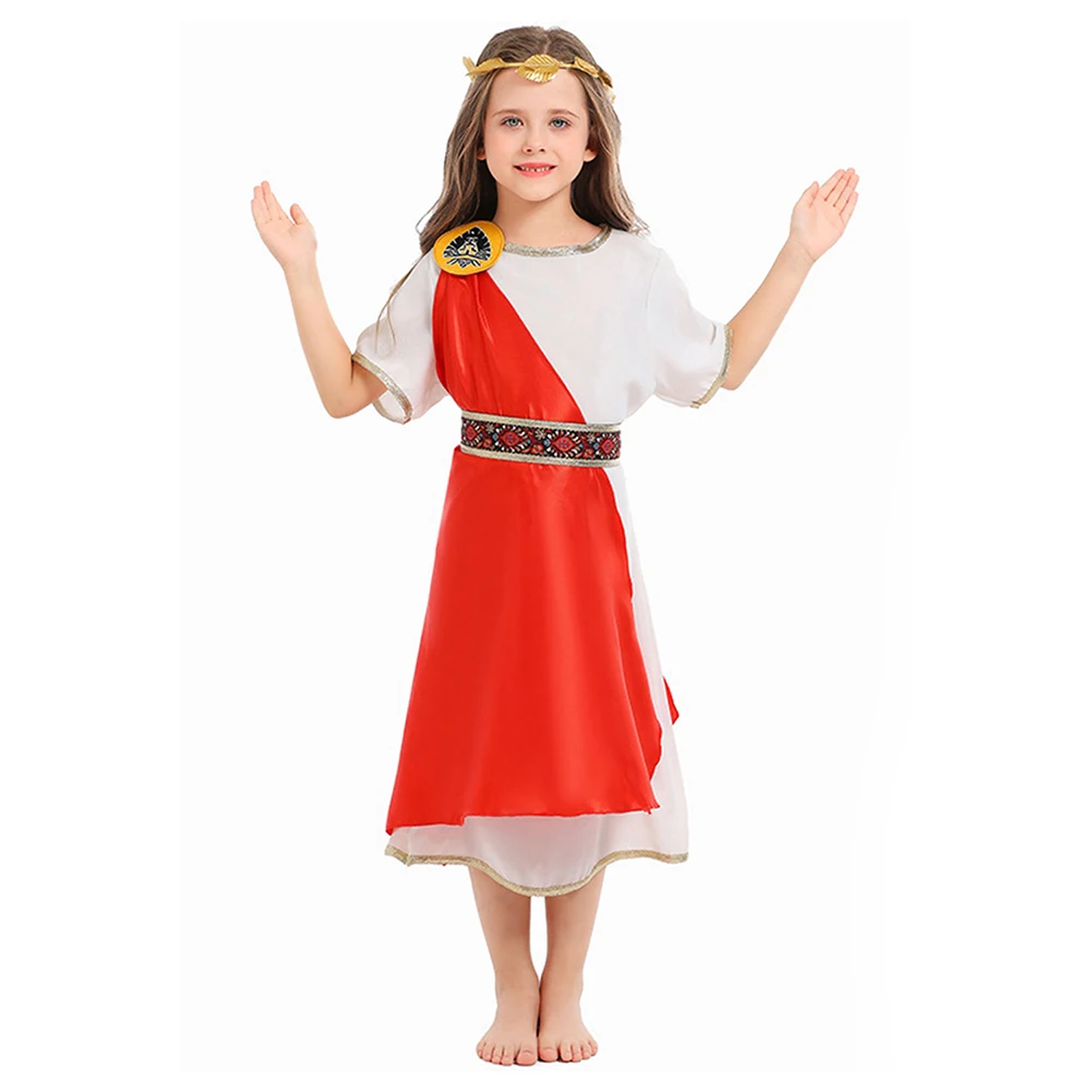

Disguise Ancient Rome Stola Cosplay Girls Medieval Stage Costume Teen 6 to 14 Years Roleplay Fancy Dress Up Party Outfits