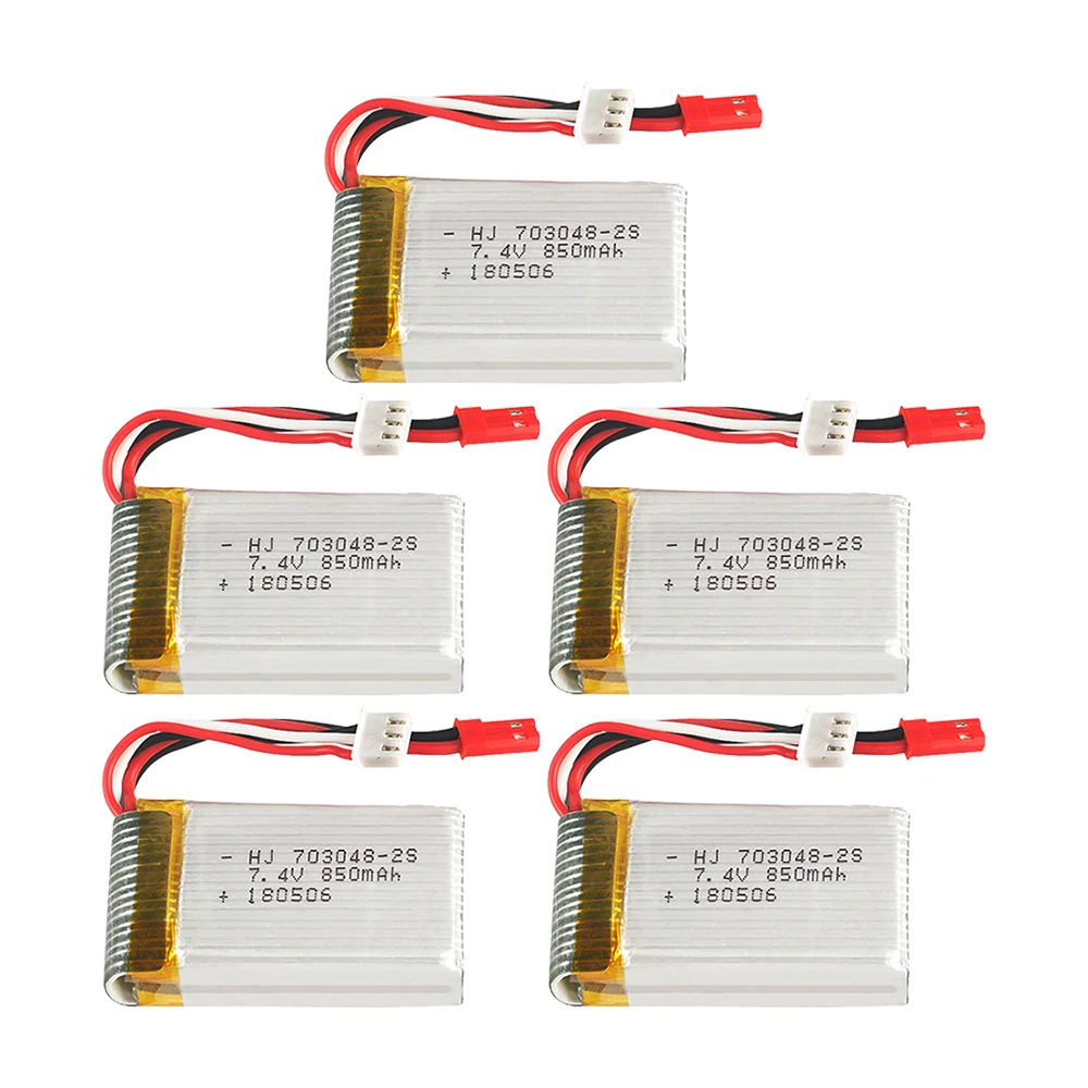 1-5pcs  2s 7.4V 850mAh 703048 Lipo Battery For Udi U829A U829X MJXRC X600 HQ907 RC Li-Po Battery JST Plug