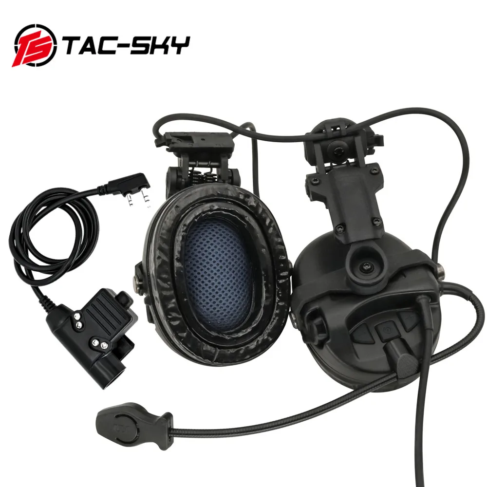 TS TAC-SKY Hunting Airsoft Headset Sordin Tactical Helmet ARC Rail Adapter Sordin Headset with Kenwood 2 pin Push to Talk U94PTT