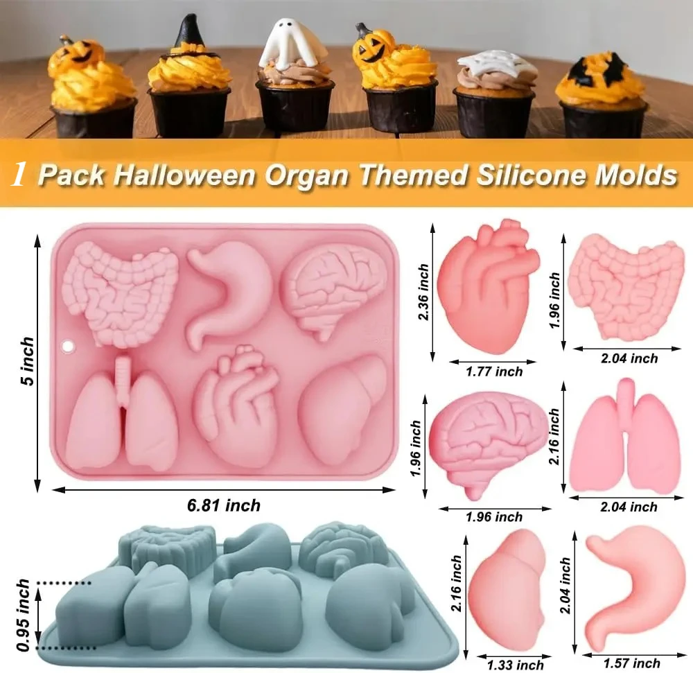 6 حفرة ثلاثية الأبعاد الجهاز البشري قوالب السيليكون قوالب الخبز للشوكولاتة بودنغ الحلوى هلام هالوين الدعائم الطرف كعكة الديكور #2
