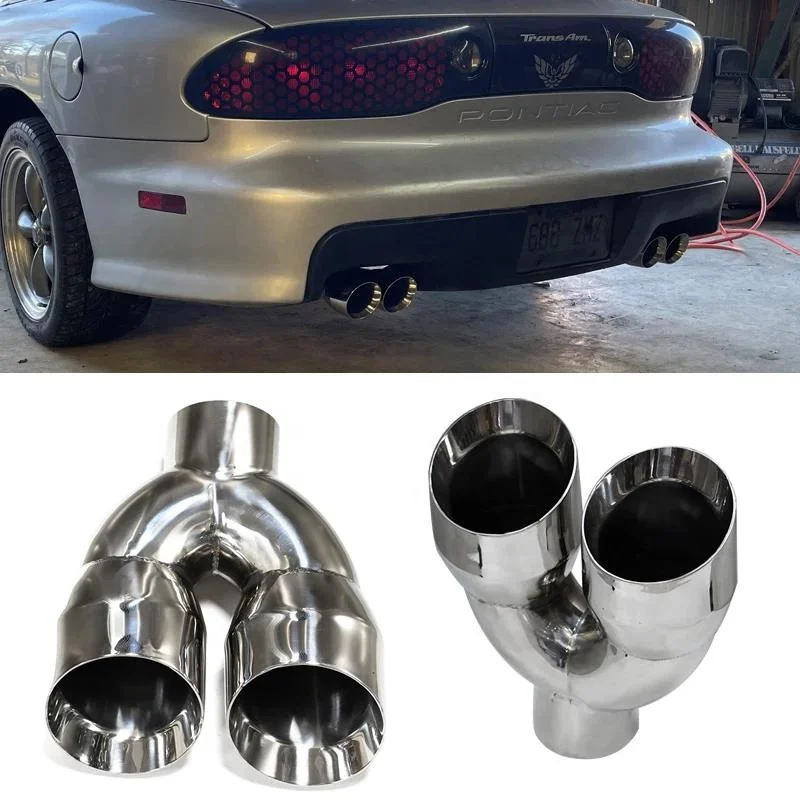 SYPES Stainless Steel Dual Exhaust Tip 3 Inch Inlet 3.9" Outlet 8.46" Muffler Tip Exhaust Pipe view 3