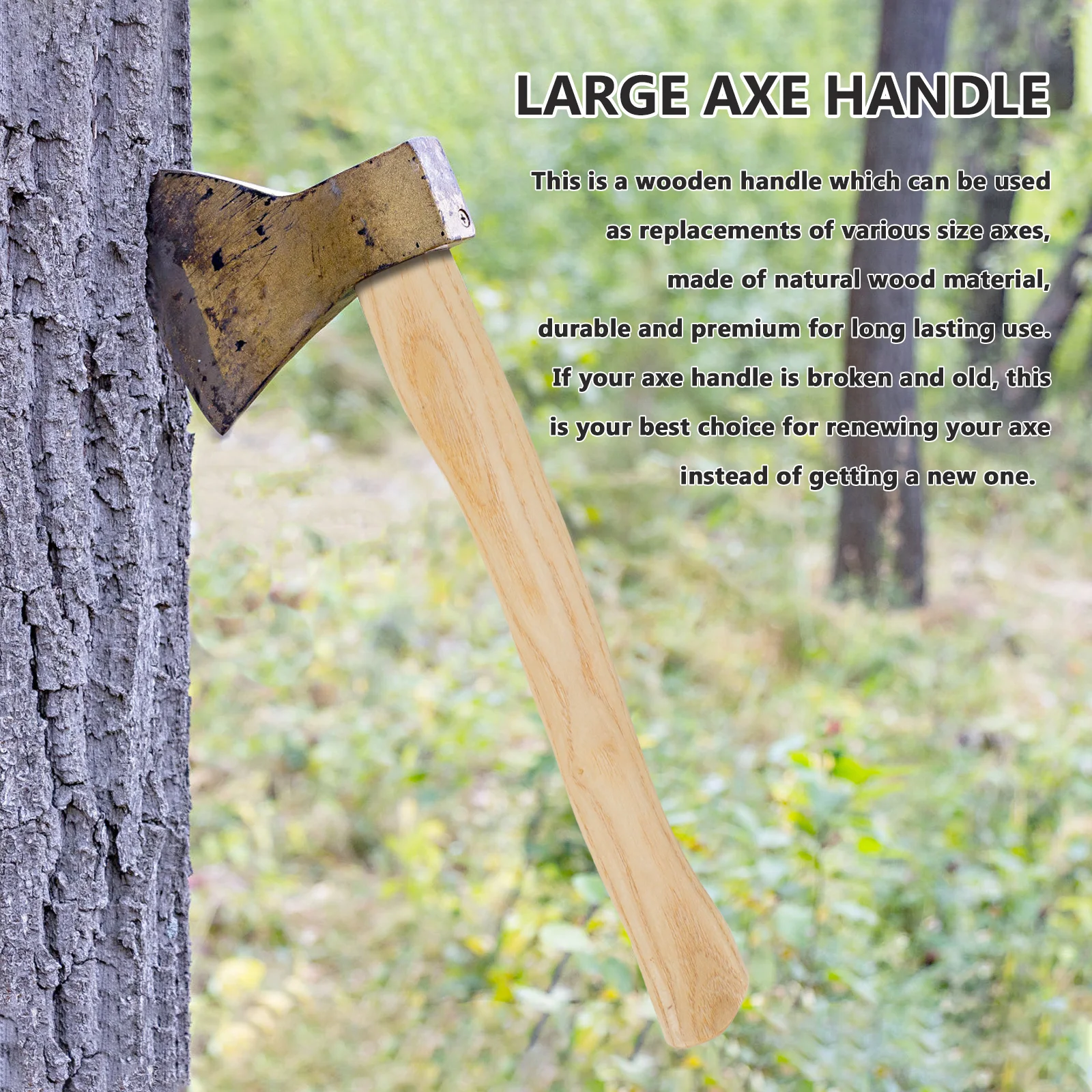 

2pcs Axe 36cm Wooden Hatchet Hatchet Handle Replacement Handle Replacement Natural Wood Material Outdoor Use Hand Tool