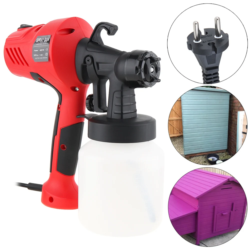 pulverizador automatico o portatil da pistola de pintura eletrica com potenciometros plasticos do calibre do bocal de 25 mm de alta pressa 110v 220v 400w 800ml 01