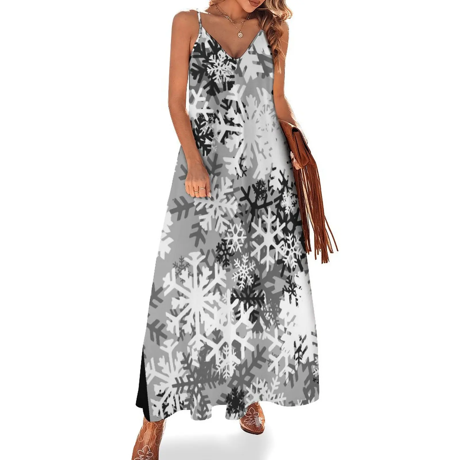 Snowflake Camo Sleeveless Long Dress Long veiled dresses Dresses Dress