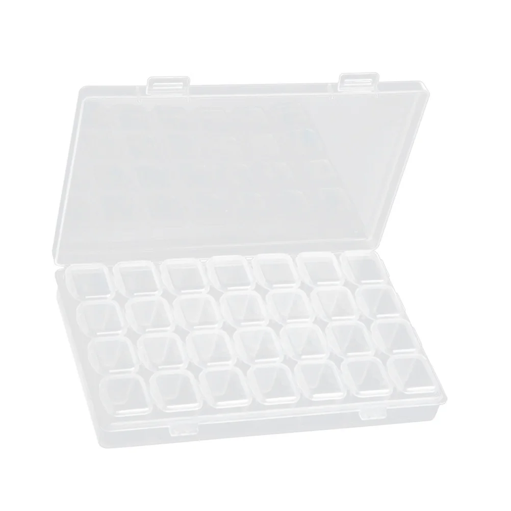

28 Compartments Jewelry Storage Box Transparent Case For Nail Art Beads Accessories Organizer Craft Supplies Press On Nails