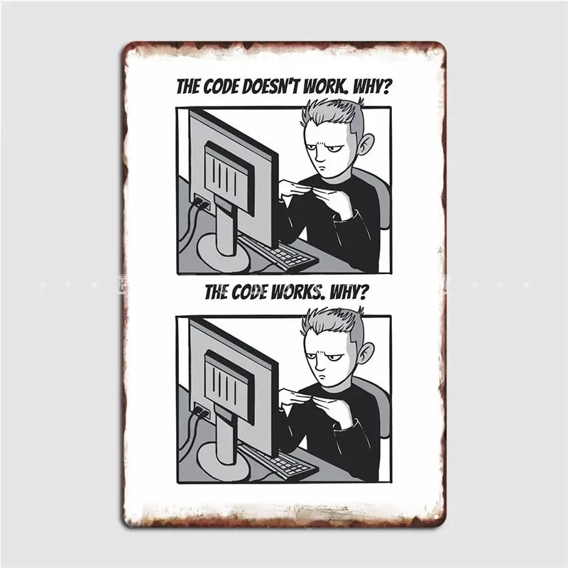 Funny Programmer Anime Poster Metal Plaque Plaques Vintage Living Room Wall Mural Tin Sign Posters