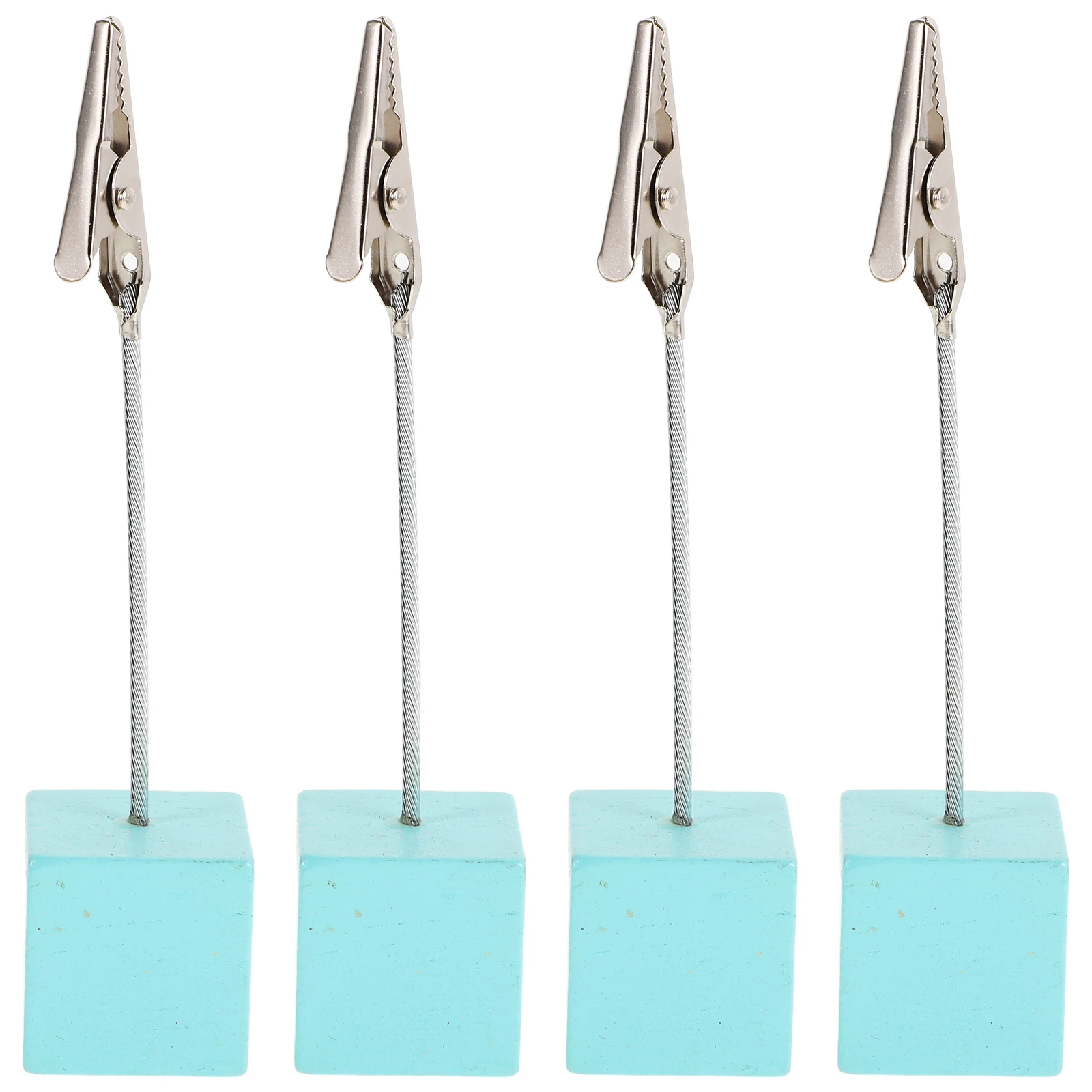 4 Pcs Memo Folder Menu Card Holder Clip Photo Holders Place Desktop Note Stand Display Sky-blue