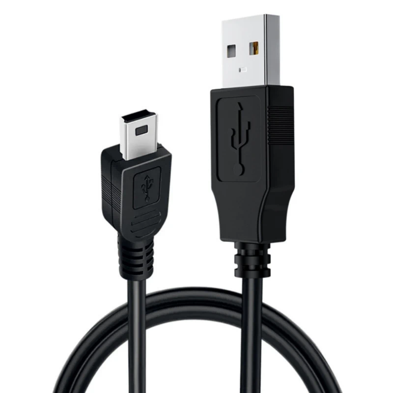 Best Seller USB to Mini USB Charging Cord Wire with Trapezoid T Shape Designing for Stable Connection and Fast Power Black