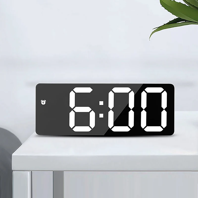 Mirror/Acrylic Alarm Clock LED Digital Clock Voice Control Snooze Time Temperature Display Night Mode Reloj Despertador Digital
