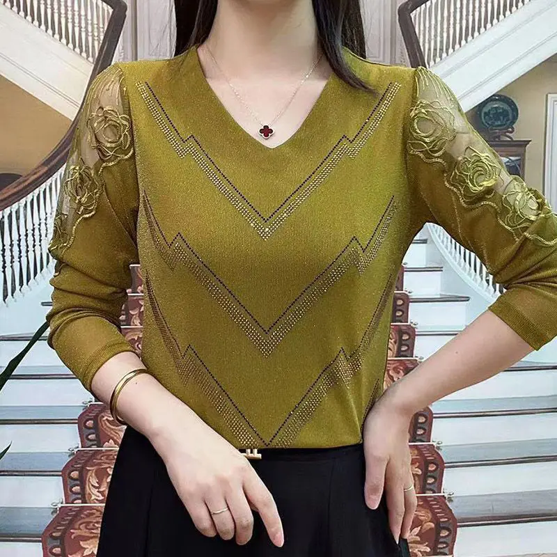 Spring Autumn New Mesh Fashion Women\'s Clothing T-Shirts Skinny Elegant Stylish All-match Korean Simplicity Trend Fashion Tops