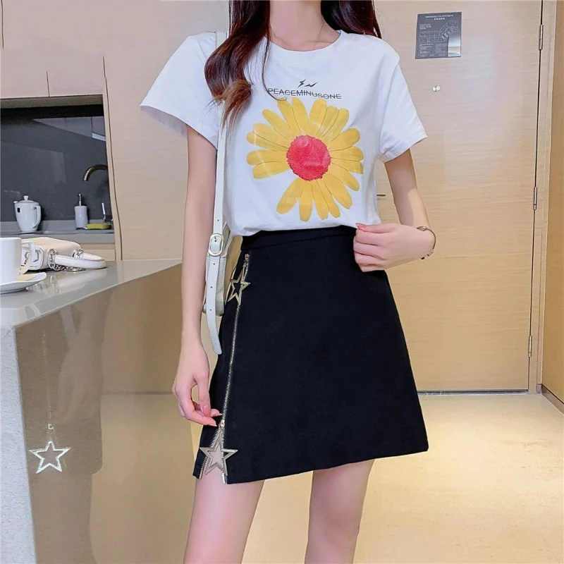 الربيع والخريف نمط جديد عالية الخصر تنورة ألف خط تبدو رقيقة، عصرية نصف الجسم تنورة، نجمة خماسية الزخرفية قصيرة #4