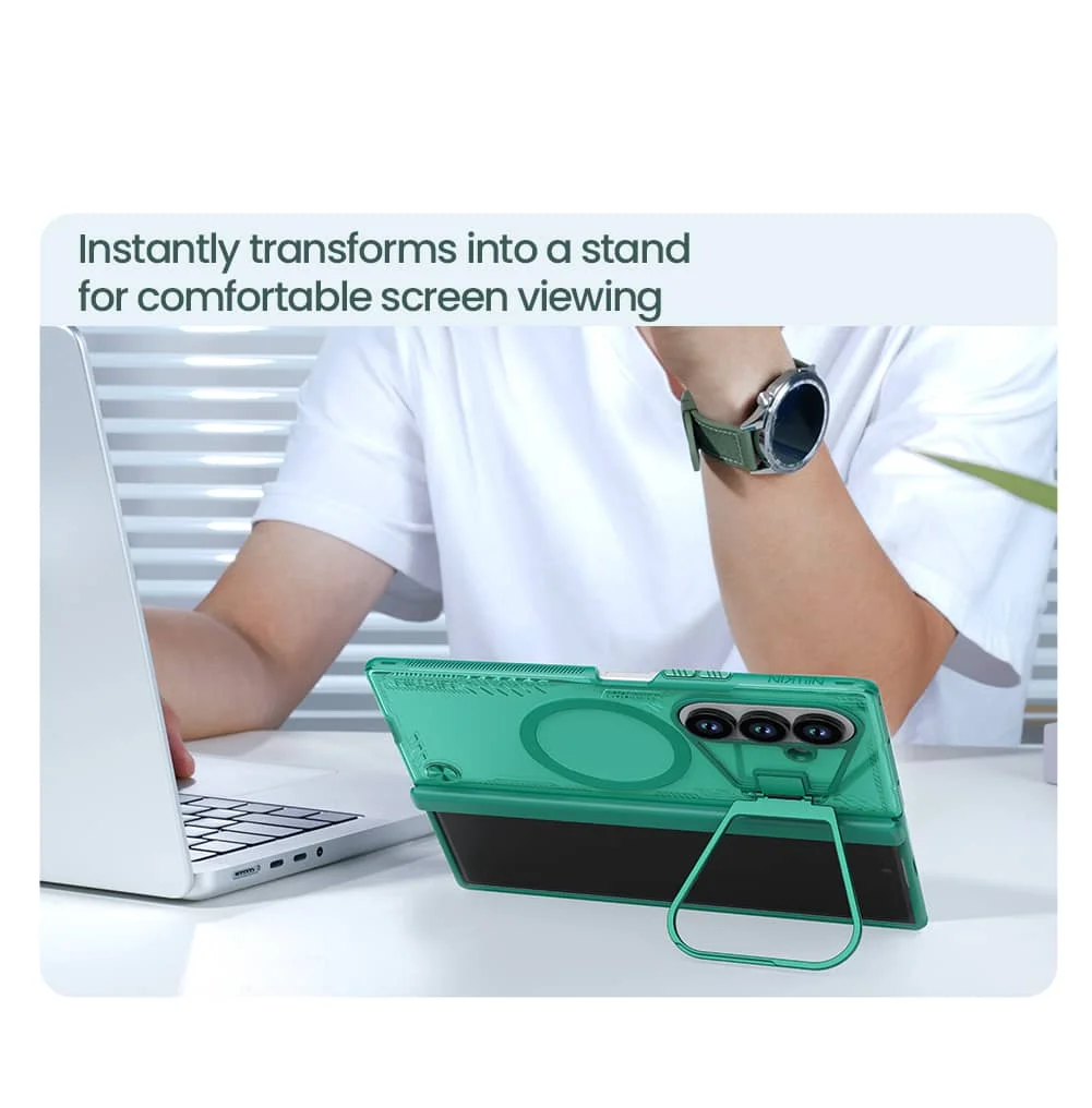 NILLKIN لحافظة MagSafe لهاتف Samsung Galaxy Z Fold 7 5G - غطاء خلفي مغناطيسي مقاوم للصدمات مع حامل كاميرا وحماية قوية