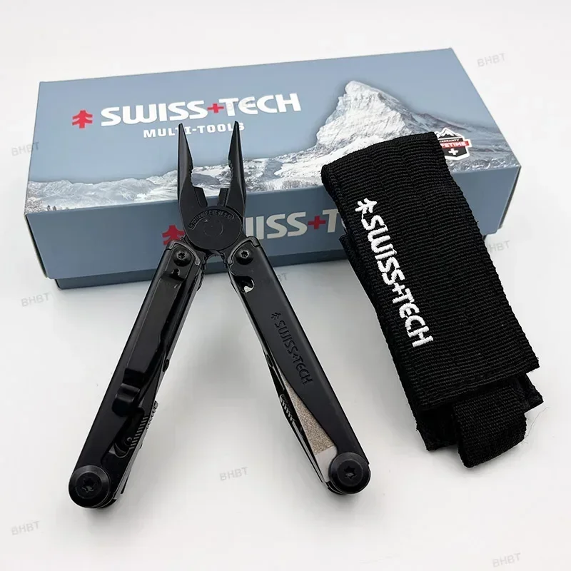 SWISS TECH 18-in-1 Multitool Tangen Opvouwbaar Multifunctioneel Combinatiegereedschap Zakmes Draagbaar EDC Buitenuitrusting
