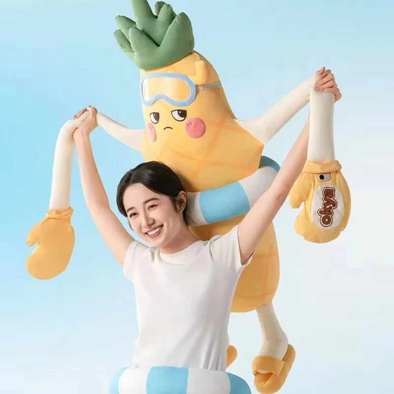Okya Pineapple King Sleeping Plush Patting Hugging Pillow Ice Silk Cooling Sensation Soothing Doll Tapping Plushie Toy