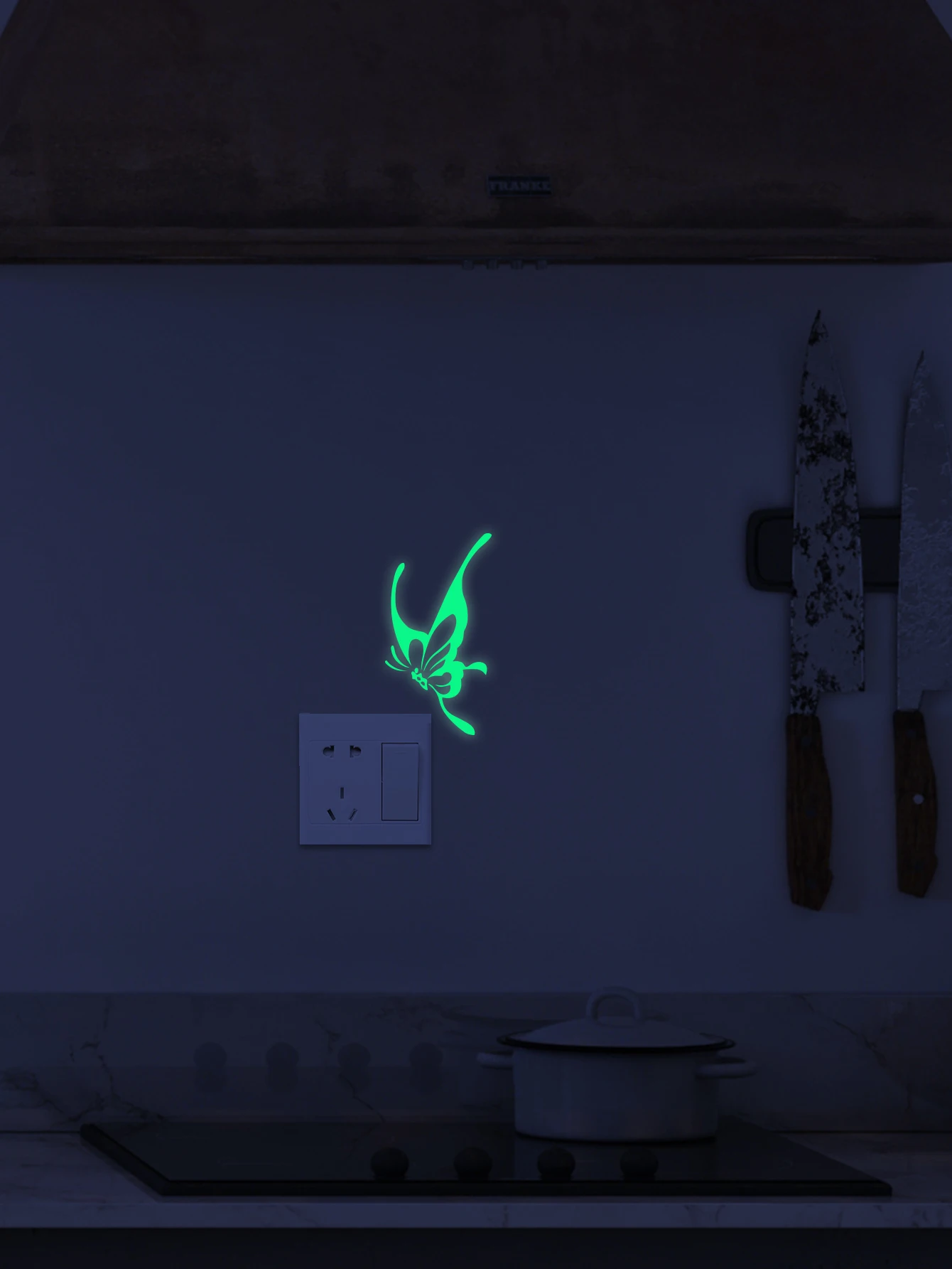 1pc Funny butterfly switch sticker Green fluorescence sticker luminous sticker  Wall Sticker Wall Decal Sticker Home Decor