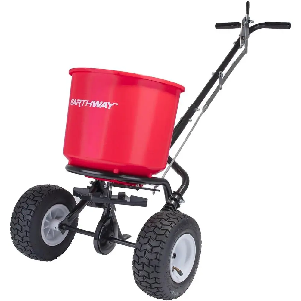 

All-Terrain 40lb Capacity Fertilizer Spreader with Durable Pneumatic Tires and Rust-Resistant Epoxy-Coated Steel