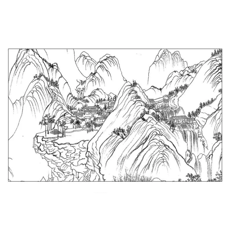 Wang Ximeng Professional Painting Line Draft Special Chinese Painting Line Drawing Landscape Painting Draft Beginners Art Supply