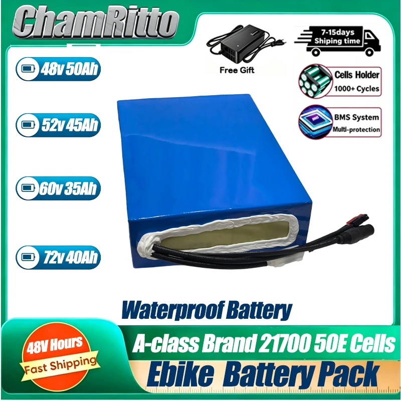72V 40Ah 3000W Higt Power E bike Elektrische Fiets Battery 48V 52V 60V 25 30 50ah Electric scooter 21700 2000W Lithium Batterij