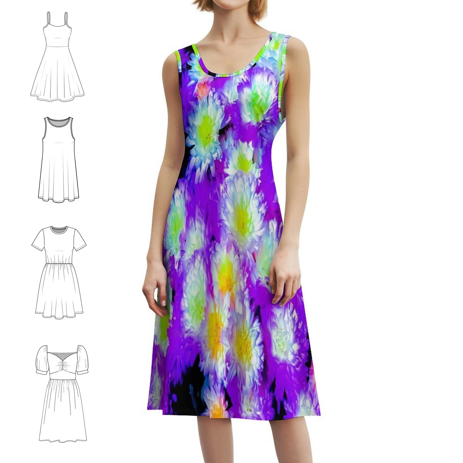 

Ярко-фиолетовое зеленое сексуальное платье с перевернутыми цветами для женщин, мини-платье для пляжной вечеринки, дня рождения, неоновое благополое интенсивное цветочное платье