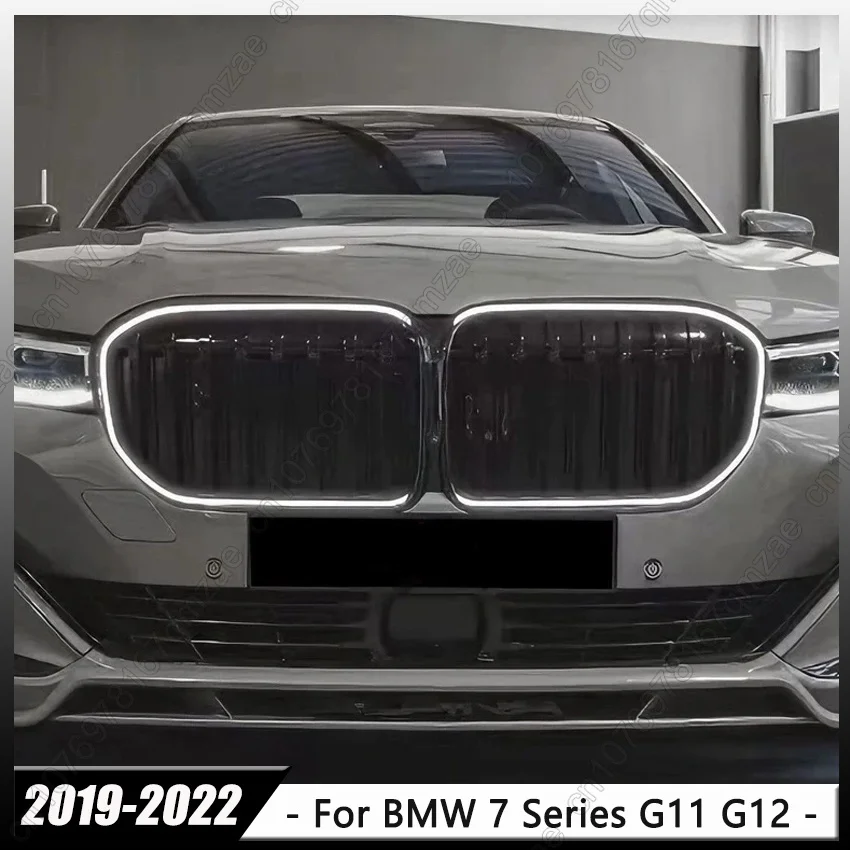 Image of Mit LED-Leuchten Grill Auto Frontkühlergrill Einzel-/Doppellinien-Stil für BMW 7er G11 G12 LCI 2019-2022