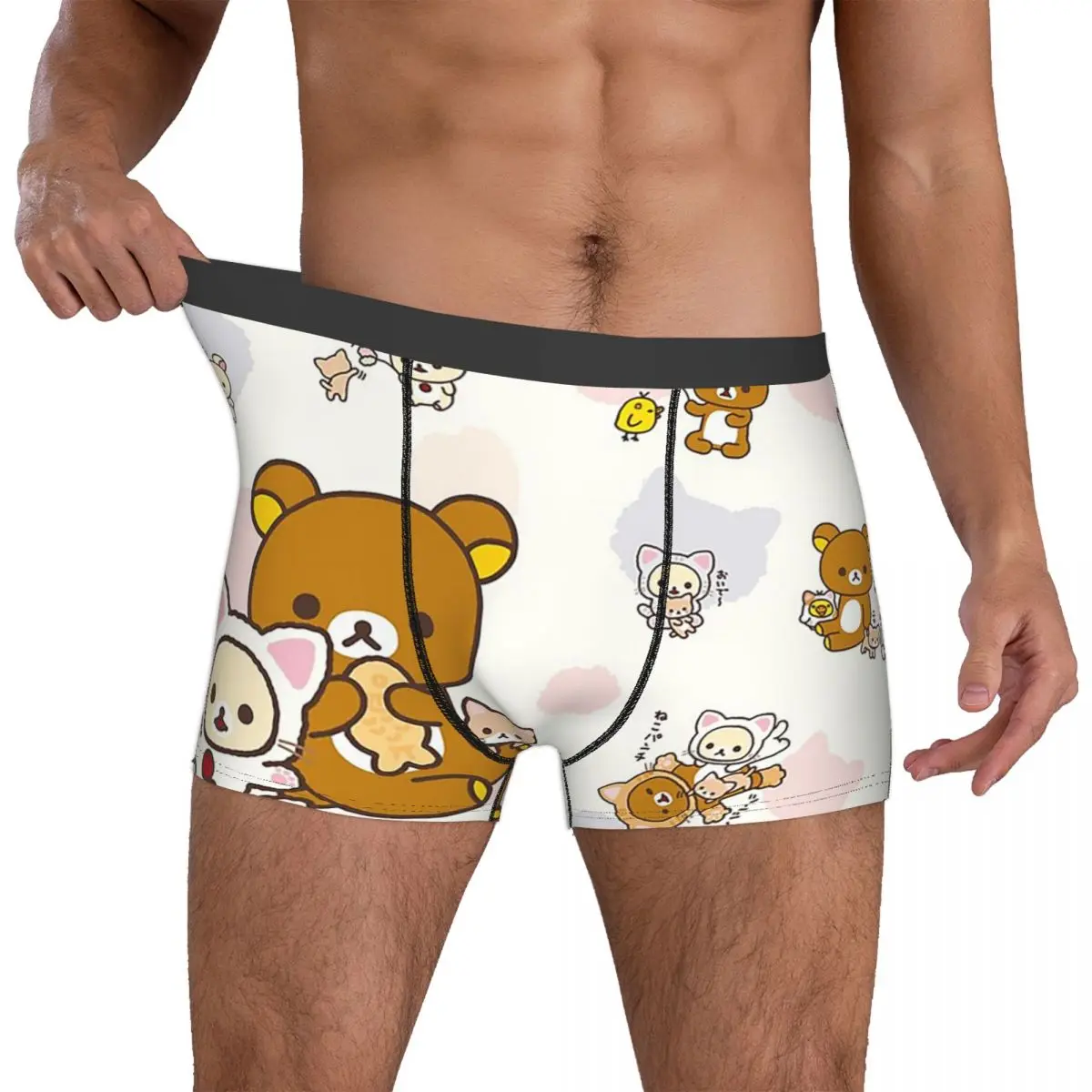 Cute Cat Rilakkuma Bear Underpants Homme Panties Male Underwear Sexy Shorts Boxer Briefs