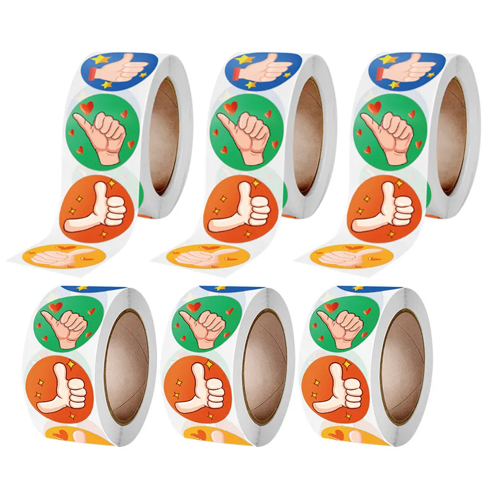 

6 Rolls Cute Thumb Up Reward Stickers Kids Incentive Classroom Decorative Encouraging Stickers for Students Behavior Motivation
