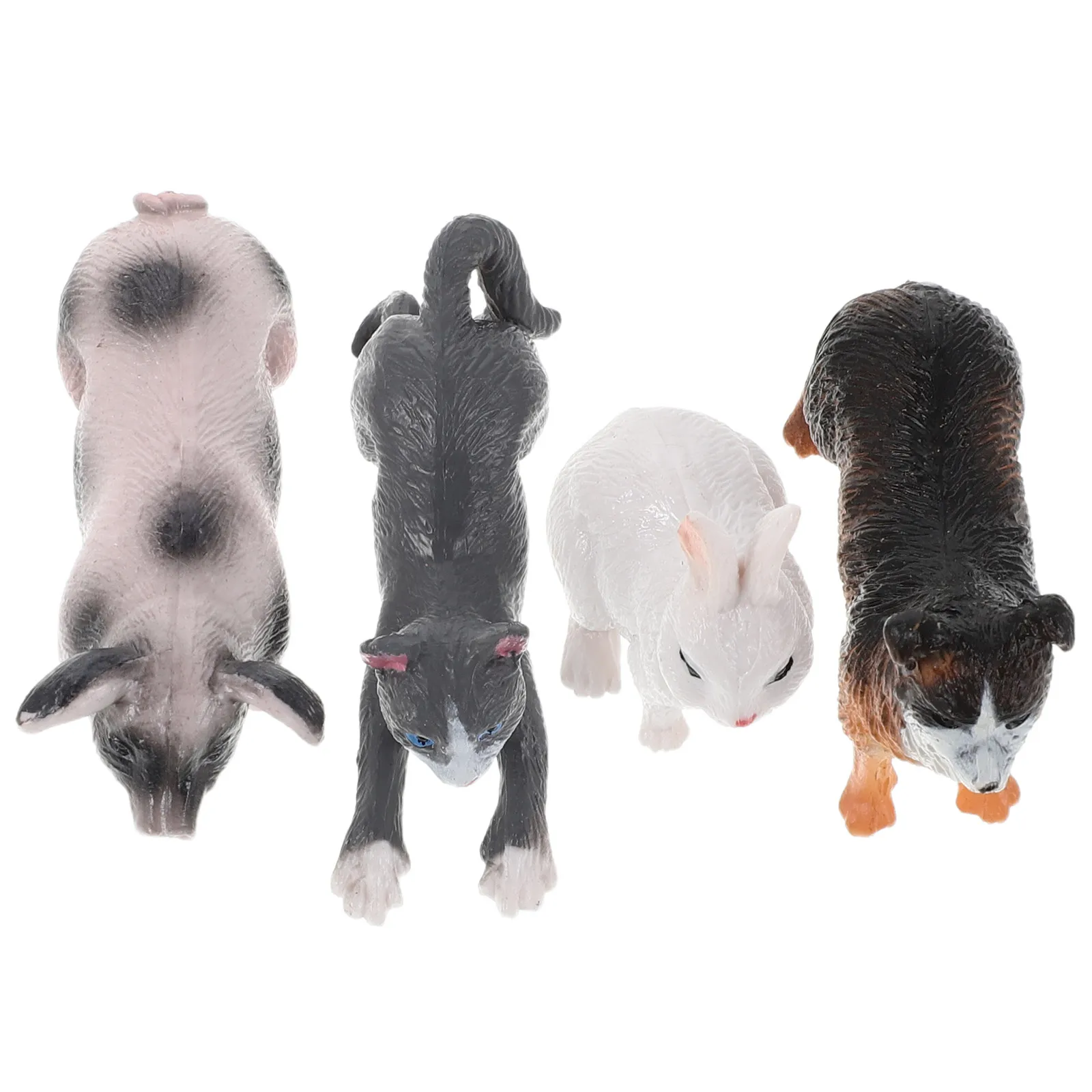 4Pcs Farm Animal Mini Landscape Decor Realistic Plastic Pig Dog Cat Rabbit Easter Cake Topper Educational Indoor Outdoor