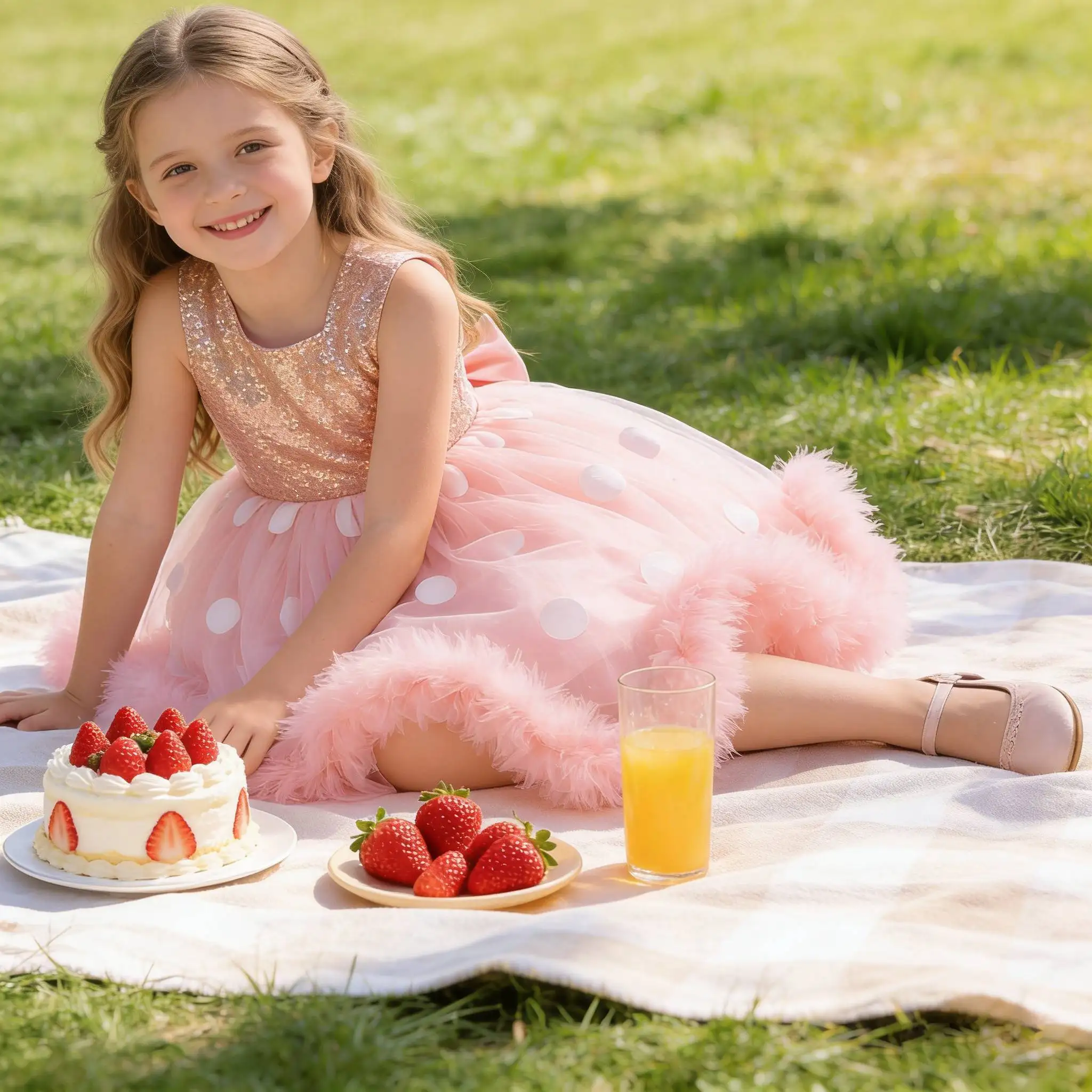 

Girl Sequin Elegant Dress 2026 Fashion Sleeveless Polka Dot Retro DRess +headband Princess Prom Gown for BirthParty Wedding