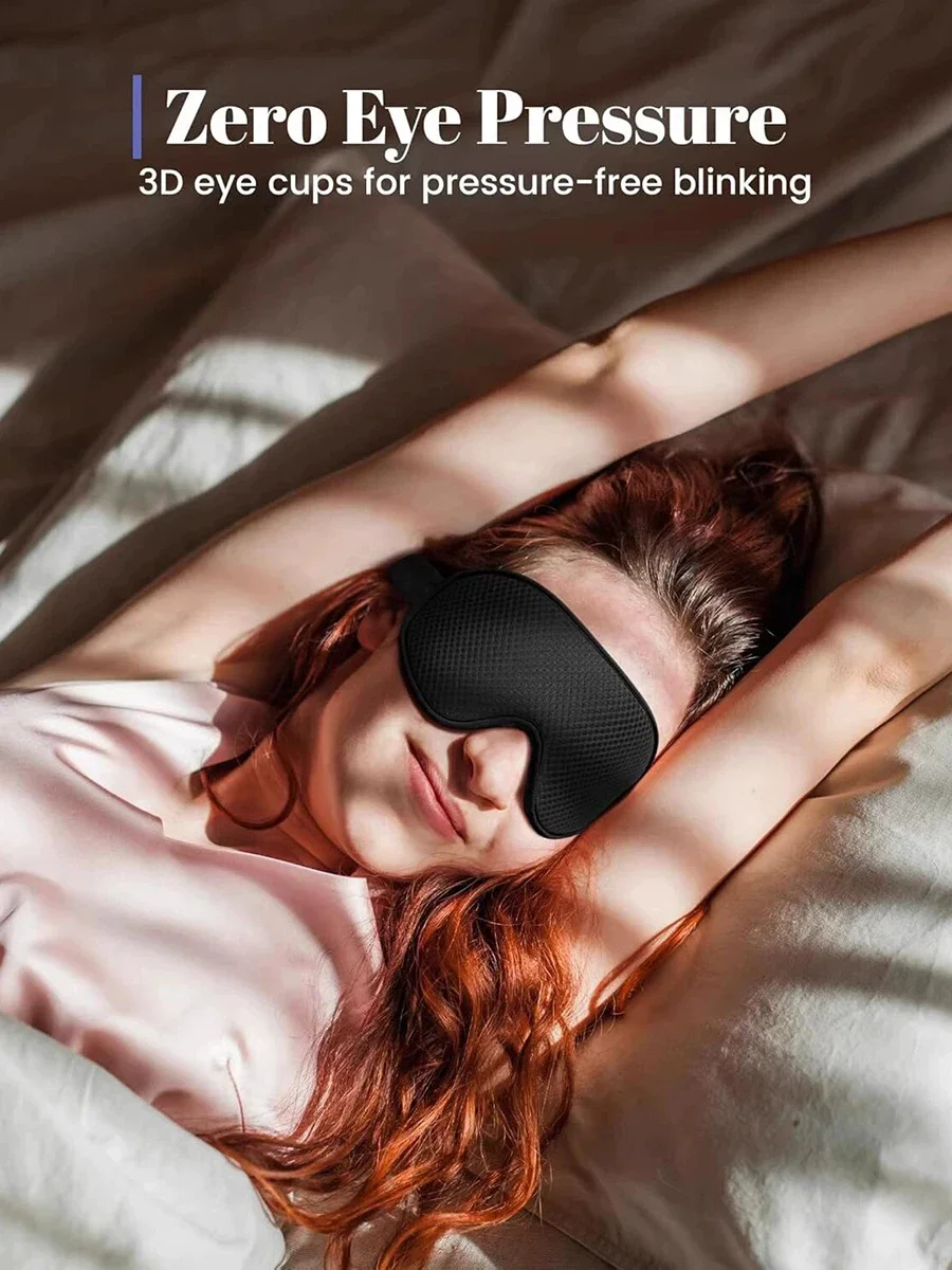 Schlafmaske Blackout Augenmaske zum Schlafen - 3D Atmungsaktive Weiche Komfortable Augenmaske zum Schlafen - Verstellbares Band Unisex