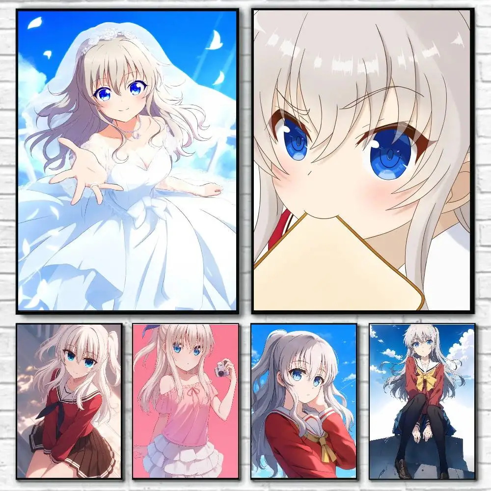 Tomori Nao Anime Charlotte Posters Living Room Bar Cafe Quality Canvas Vintage Style Comics Painting Art Home Wall Decor Picture