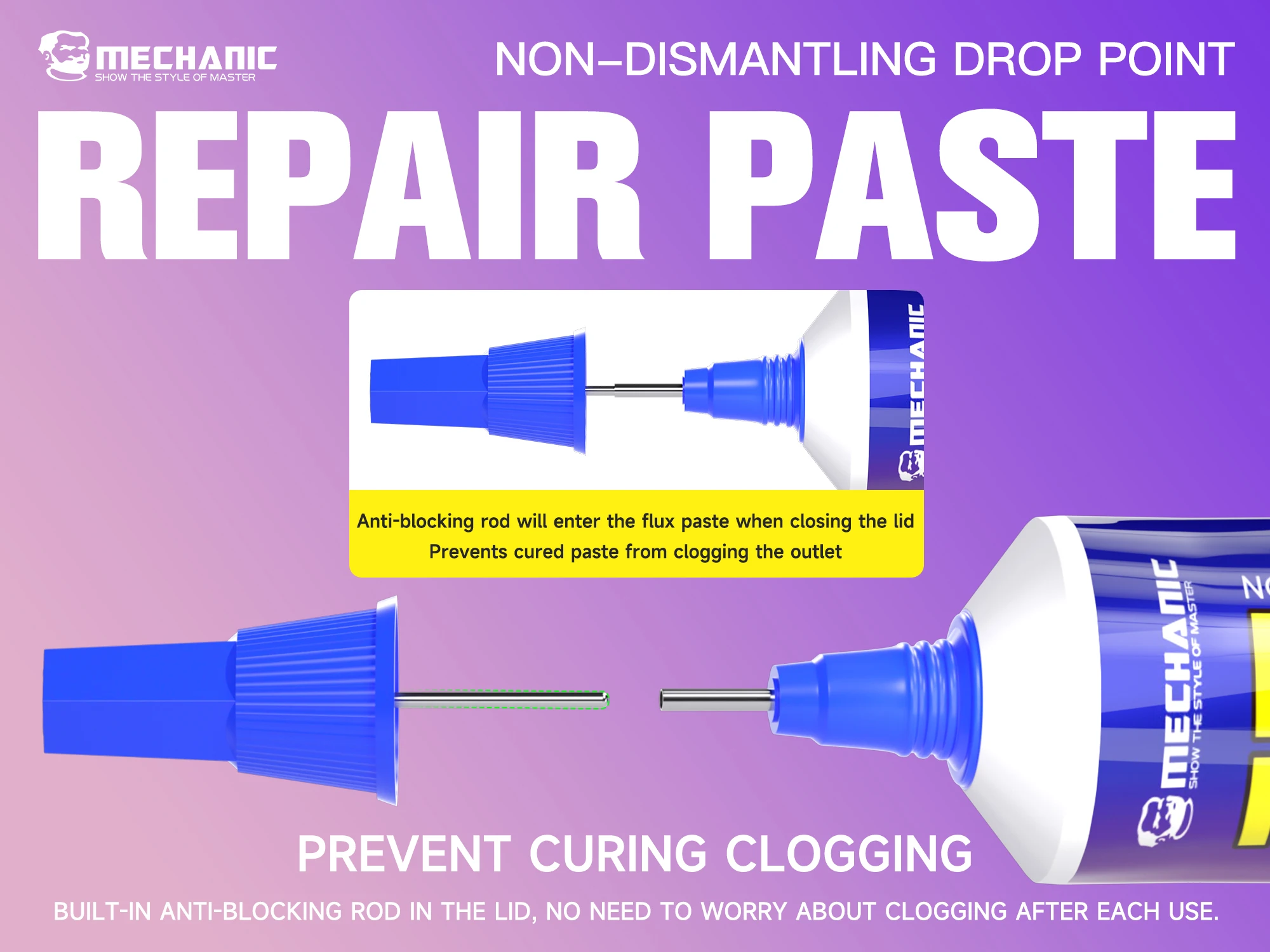 MÉCANICIEN G100-Pâte de Réparation Sans Démontage, Flux de Soudure Sans Plomb pour Double Couche PCB, Outil de Réparation à Durcissement Rapide, 20ml