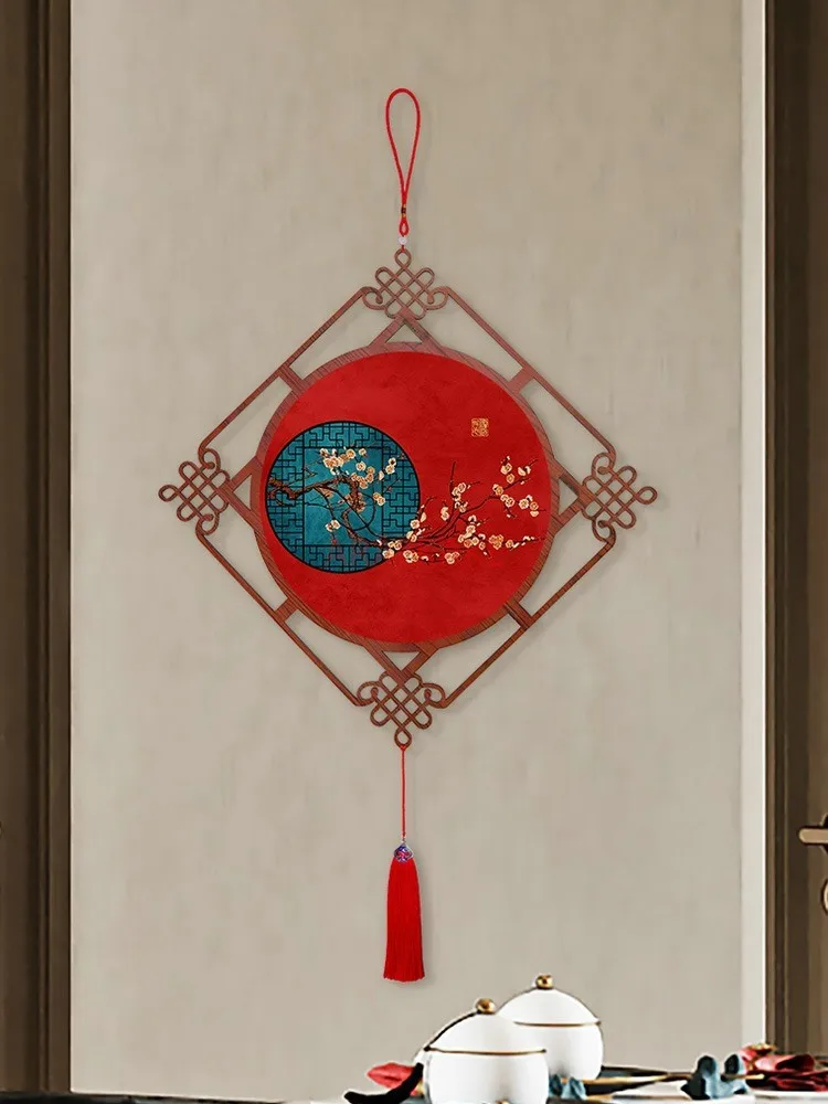 Entrance door, foyer pendant, Chinese knot, living room decoration painting, Chinese style restaurant, hallway wall decoration