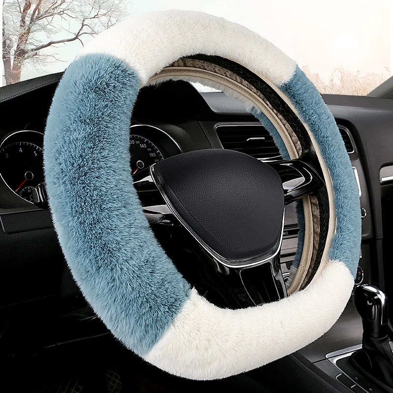 1PC. Soft and Fluffy Otter Rabbit Plush Steering Wheel Cover for 13.4\' - 15.75\' Diameter Steering Wheels