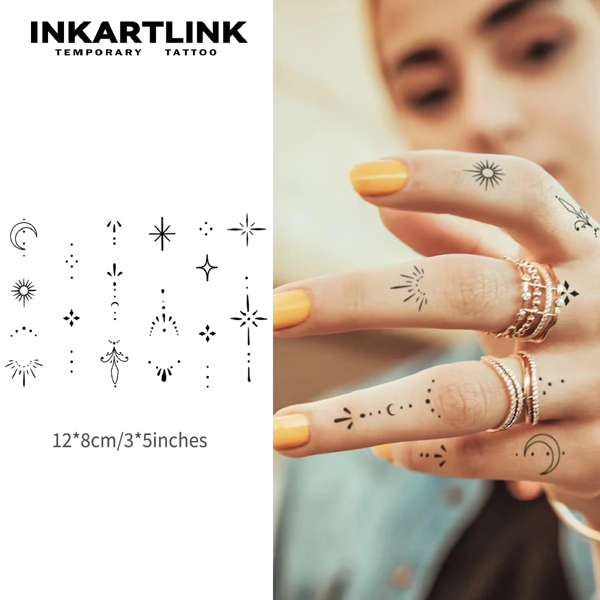 Artistic Henna Finger Tattoos: Elegant, Herbal & Semi-Permanent. Waterproof Artistic Body Art Long Lasting 15 Days.​