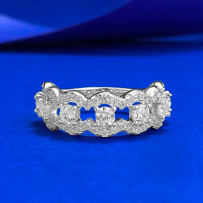 

S925 Silver New Double Layer Lace Ring with Soft Lines and Diamond Display Wedding Rings Women's Stackable Wedding Fine Jewelry